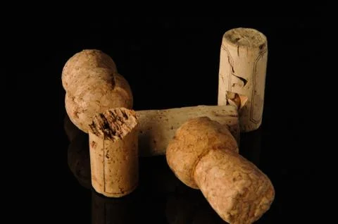 Wine corks on black background Stock Photos