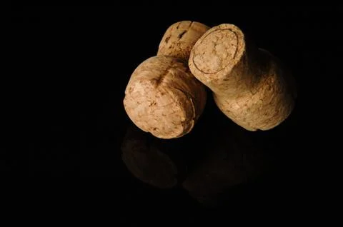 Wine corks on black background Stock Photos