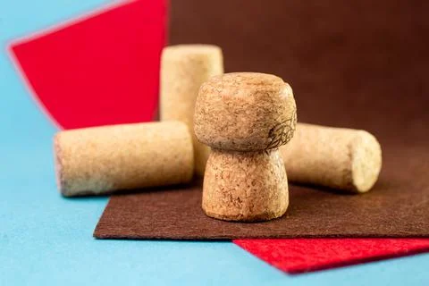 Wine corks close up on different backgrounds Stock Photos