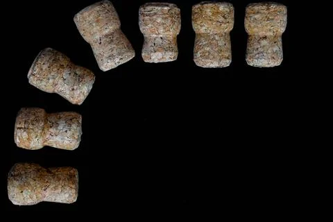 Wine corks from different varieties and types of wine Stock Photos