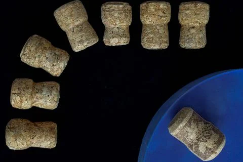 Wine corks from different varieties and types of wine Stock Photos