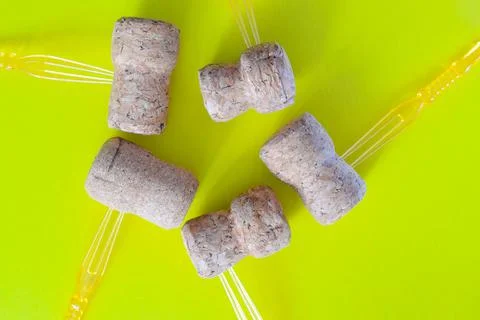 Wine corks from different varieties and types of wine Stock Photos