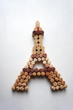 Wine corks Eiffel tower from above Fotos Stock