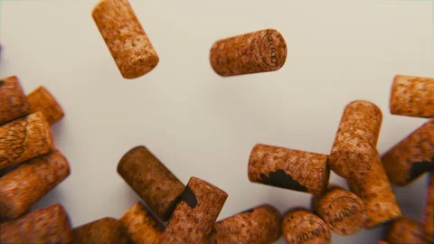 Wine Corks Falling In Slow Motion On White Background Stock Footage 303804087