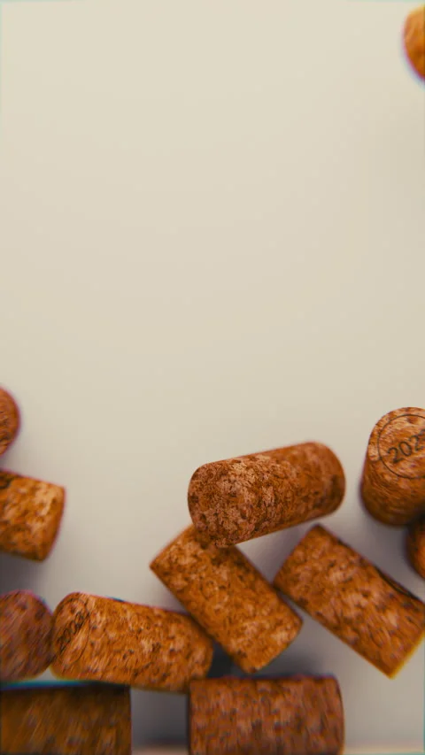 Wine Corks Falling In Slow Motion On White Background Stock Footage 303804089