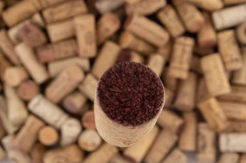 Wine corks falling on top of other corks Stock Photos