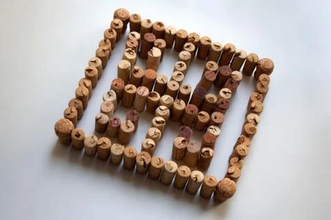 Wine corks Greek key pattern Stock Photos