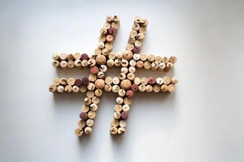 Wine corks hashtag symbol Stock Photos