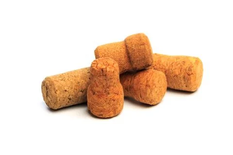 Wine corks isolated on white background - Image Stock Photos