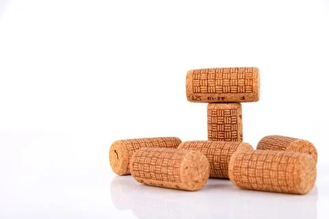 Wine corks isolated on white background. Copyspace Stock Photos