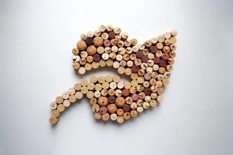 Wine corks leaf silhouette Stock-Fotos