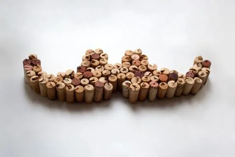 Wine corks mustache composition Stock Photos