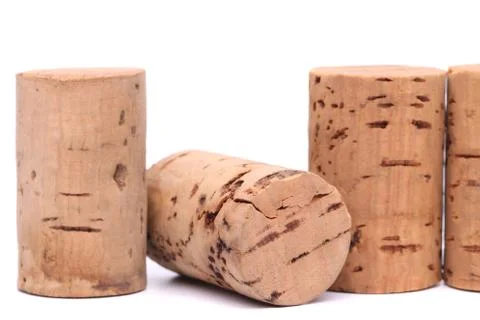 Wine corks set isolated on white Stock Photos