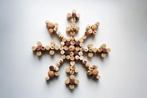 Wine corks snowflake composition Stock Photos