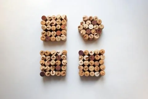 Wine corks square and circle shapes Stock Photos