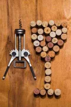 Wine corks on the table Stock Photos