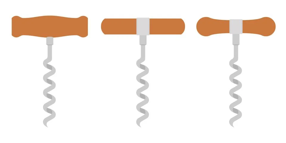 Wine corkscrew vector illustration isolated on white Stock Illustration