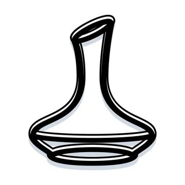 Wine decanter kitchenware contour black and white illustration Stock Illustration