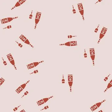 Wine drink bottle glyph seamless pattern Stock Illustration