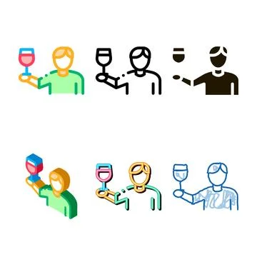 Wine drinker edition icon vector outline Stock Illustration
