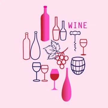 Wine elements set Illustrazione stock