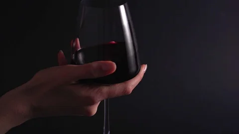 A wine expert rotates and tests a glass of drink at a winery. The final process Stock Footage 125024672