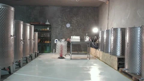 Wine factory with equipment Stock Footage 238354557