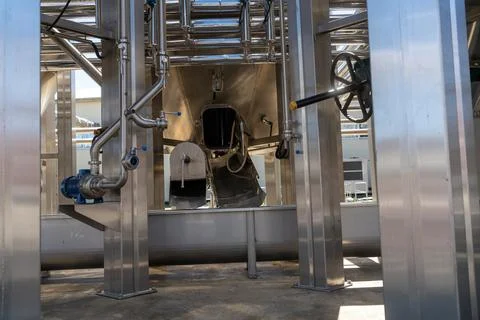 Wine fermentation tanks assembled into a module for outdoor placement Stock Photos