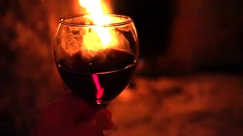 Wine with a fire Stockbeeldmateriaal 81177079