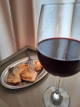 Wine with fish Stock Photos