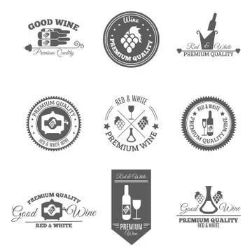 Wine Flat Labels Set Stock Illustration