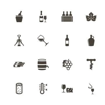Wine - Flat Vector Icons Stock Illustration