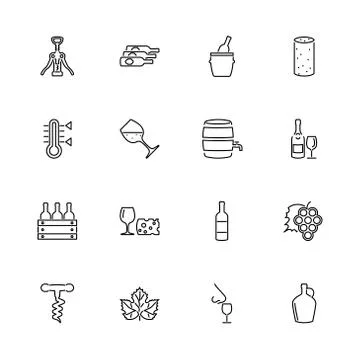 Wine - Flat Vector Icons Stock Illustration