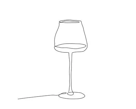 Wine glass. Abstract logotype. Continuous one line drawing of glass. Stock Illustration