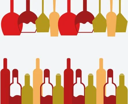 Wine glass and bottle icon vector color on white background. wine glass and b Stock Illustration