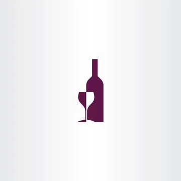 Wine glass and bottle vector logo icon design Illustrazione stock