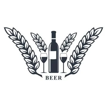 Wine glass and bottle vector logo Stock Illustration