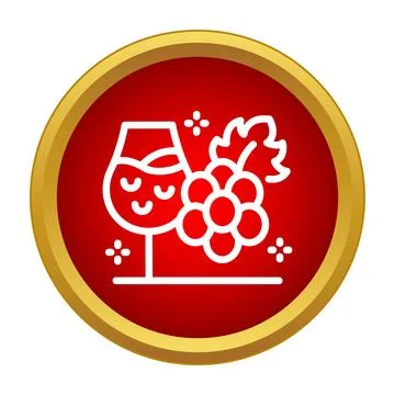 Wine glass and grapes vector icon emblem Stock Illustration