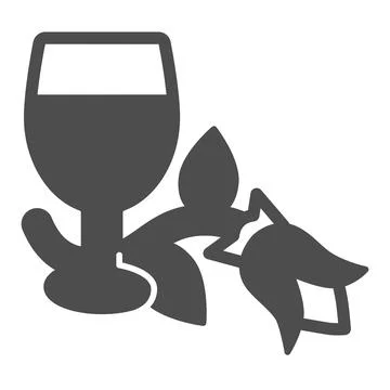 Wine glass and rose flower solid icon, dating concept, romantic date vector sign 스톡 일러스트