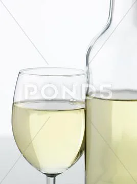 Wine Glass and Wine Bottle Stock Photos