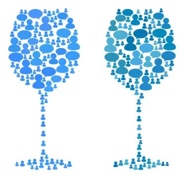 Wine Glass Composition Icons of Message Clouds and People Stock Illustration