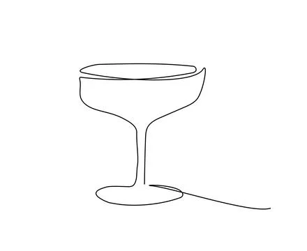 Wine glass. Continuous one line drawing of glass template. Abstract simple hand Stock Illustration