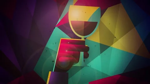Wine glass with cubist background Stock Footage 342367496