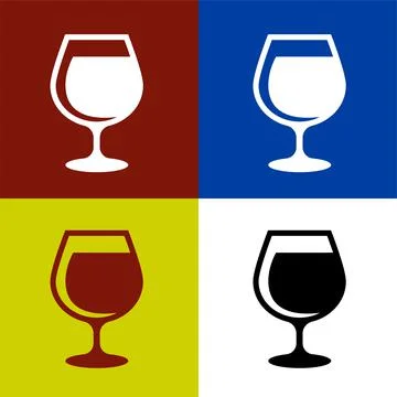 Wine in the glass flat icon vector illustration logo Isolated template. Stock Illustration