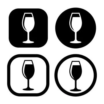 Wine in the glass flat icon vector illustration logo Isolated template. Stock Illustration