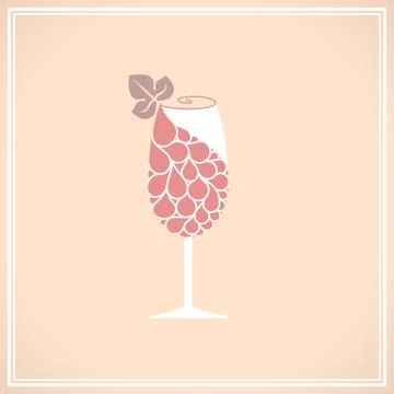 Wine glass with grape. Stock Illustration