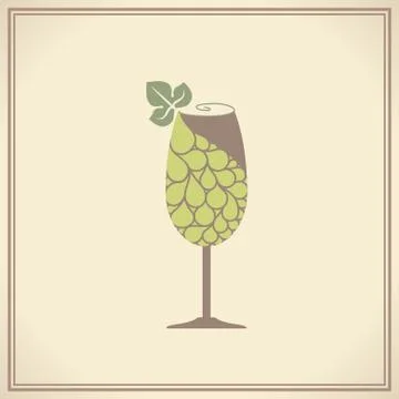Wine glass with grape. Stock Illustration