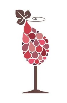 Wine glass with grape Stock Illustration