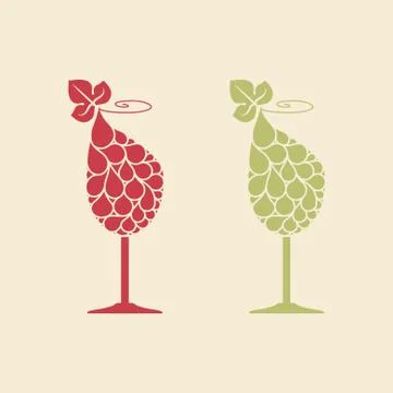 Wine glass with grape Stock Illustration