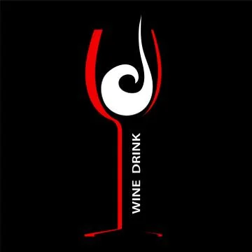 Wine glass icon flat design red and white on black, stock vector illustration Stock Illustration
